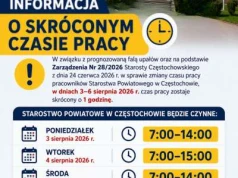 Warto wiedzieć! Upały skracają czas pracy Starostwa Powiatowego w Częstochowie!