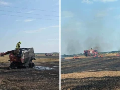 Groźny pożar na polu. Płonęła prasa rolnicza i ściernisko