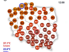 Na godzinę 12:00 rekord gorąca padł w Sulejowie! Termometry pokazały ponad 37 stopni