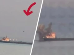 Plaża pełna ludzi, a dron uderza w statek. Nagranie z Odessy