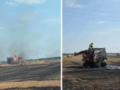 Prasa zapaliła się podczas pracy. Ogień przeniósł się na ściernisko