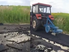 Ciągnikiem z pługiem zniszczył świeży asfalt w Gliwicach. Policja zatrzymała 60-latka
