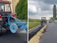 Zaorał świeży asfalt w Gliwicach. Wcześniej przez lata trwał spór o ulicę. Co wydarzyło się przed akcją rolnika?