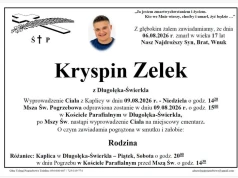 Nie żyje 17-letni Kryspin Zelek. W niedzielę rodzina i bliscy pożegnają nastolatka