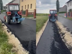 Potężna orka, panie kierowniku. Rolnik twierdzi, że to jego teren i zaorał kilkaset metrów nowej nawierzchni
