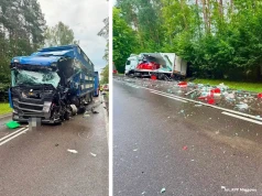Poważny wypadek na DK59. Trasa Mrągowo – Piecki całkowicie zablokowana