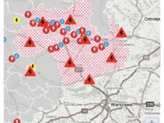 Potężna awaria prądu na Mazowszu po przejściu nawałnicy. Bez energii część 9 powiatów, w tym około 10 tysięcy odbiorców!