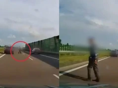 Dziadek o lasce wszedł na S-17 wprost pod nadjeżdżające auta. Policja opublikowała nagranie - poszukuje mężczyzny
