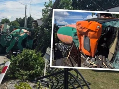 Wypadek betoniarki. Kierowca ranny, są liczne zniszczenia