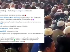 Protest przeciwko budowie „meczetu” w Katowicach. Wśród uczestników działacze z Mysłowic