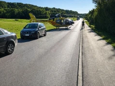 Chciała skręcić w lewo, motocyklista nie zdążył wyhamować. Lądował śmigłowiec LPR