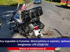 Groźny wypadek w Futomie. Motocyklista w szpitalu, lądował śmigłowiec LPR