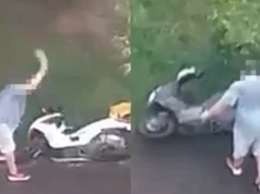 Z tasakiem w ręku niszczył skutery na Mokotowie. 39-latek miał 1,5 promila. Policja opublikowała nagranie