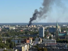 Kłęby dymu nad Łodzią. Rozległy pożar na Górnej