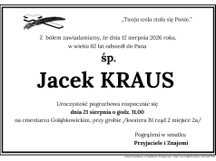 Nie żyje Jacek Kraus. Miał 62 lata. Pogrzeb odbędzie się w Nowym Sączu