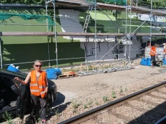 Ogromny mural powstaje na stacji PKP w Mysłowicach. Pokaże historię miasta i kolei
