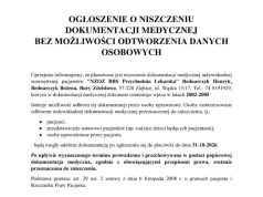 Ziębice. Dokumentacja medyczna z lat 2002–2005 zostanie zniszczona. Można ją jeszcze odebrać