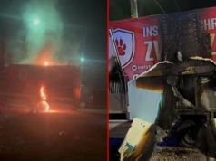 Nocny pożar samochodu DIOZ na Podhalu. „Górale nas podpalili”