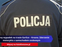 Poważny wypadek na trasie Gorlice – Krosno. Zderzenie motocyklu z samochodem osobowym