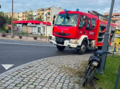 Wypadek z udziałem motocyklisty na Kopernika