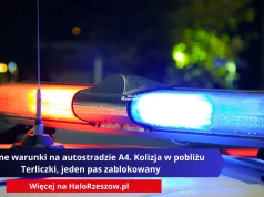 Trudne warunki na autostradzie A4. Kolizja w pobliżu Terliczki, jeden pas zablokowany