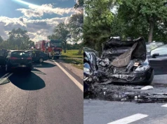 Dramatyczny wypadek w Małęczynie. Czterech rannych w czołowym zderzeniu