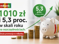 Nawet 1010 zł i oprocentowanie 5,3 proc. za założenie konta w mBanku. Ale trzeba się pospieszyć
