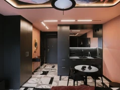 Czarno-różowy apartament. Wnętrza jak scenografia teatralna