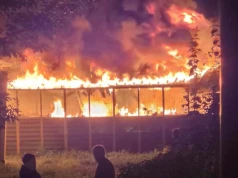 Pożar wiaty śmietnikowej przy ul. Kalinowej w Jaworznie