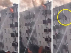 Skoczył z czwartego piętra płonącego bloku