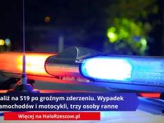 Paraliż na S19 po groźnym zderzeniu. Wypadek samochodów i motocykli, trzy osoby ranne