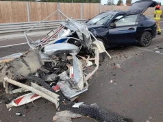 Zasnął za kierownicą na S7. BMW uderzyło w pojazd zabezpieczający roboty drogowe