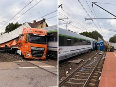 Wypadek na przejeździe kolejowym. Pociąg PKP Intercity uderzył w ciężarówkę