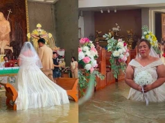 Ślub w zalanym kościele na Filipinach. Para weszła do wody po pas i powiedziała sobie "tak" przed ołtarzem