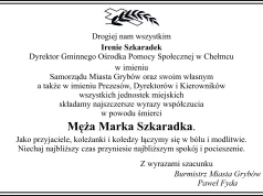 Nie żyje Marek Szkaradek. Kondolencje od burmistrza miasta Grybów