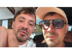 Daniel Martyniuk z butelką piwa nadaje z kanapy. Nabija się z policji