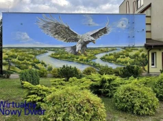 Orzeł rozpostarł skrzydła nad Wisłą i Narwią. Wyjątkowy mural powstał na SP7 w Nowym Dworze