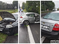 Trzy samochody zderzyły się na Cieszyńskiej. Jeden z kierowców trafił do szpitala