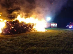 Pożar stogu w Gminie Zagórów