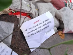 Dzikie wysypisko na Borach. Wiadra i siatki porzucone blisko drogi. Kto wyrzucił śmieci po robotach remontowych?