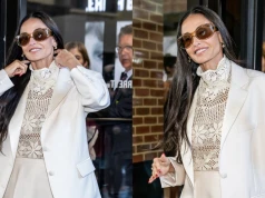 Demi Moore zachwyca w półprzezroczystym looku Magdy Butrym w Nowym Jorku