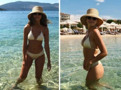 Sandra Kubicka kusi w bikini na czarnogórskiej plaży. Na luksusowy urlop nie pojechała sama