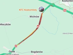 Potężne utrudnienia w Kostomłotach. Przed zjazdem na autostradę doszło do wypadku