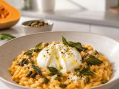 Orzo z dynią i burratą. Jeden trik daje mu karmelowy, lekko orzechowy smak