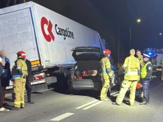 Wypadek na DK62. Ciężarówka uderzyła w Toyotę. 20-latka trafiła do szpitala
