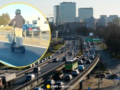 Kierujący hulajnogą pędził 100 km na godz. Jednośladem przemierzał ekspresówkę w Warszawie
