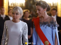 Uroczyste przyjęcie w Hiszpanii. Królowa Letycja w tiarze, Brigitte Macron w nowoczesnej sukni