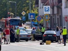 Żywiec: demolka na przejściu dla pieszych w centrum. Pięć osób rannych!