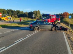 Wypadek na drodze krajowej. Motocyklistę zabrał śmigłowiec LPR