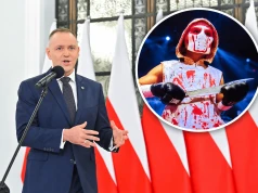 Prezydent Nawrocki na gali w Koszalinie. Chwilę wcześniej Ukrainiec wyszedł do ringu z maczetą